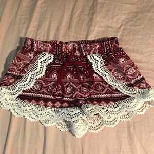 Cotton lace bottom shorts